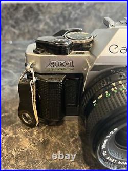 Canon AE-1 Program 35mm SLR Film Camera Vintage FD 28mm 12.8 Lens (No Battery)