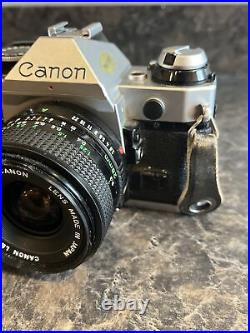 Canon AE-1 Program 35mm SLR Film Camera Vintage FD 28mm 12.8 Lens (No Battery)