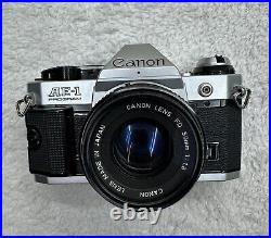 Canon AE-1 Program Film Camera & 50mm f/1.8 Lens VTG Retro Photography WORKS