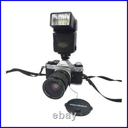 Canon AE-1 Program Hanimex 28-70mm Vintage Camera 14 Macro Lens With Sunpak Flash Canon AE-1 Program Hanimex 28-70mm Vintage Camera 14 Macro Lens With Sunpak Flash