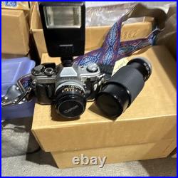 Canon AE-1 Silver Vintage 35mm SLR Film Camera with Flash & Lenses