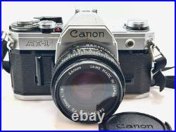Canon AT-1 35 mm Camera 50mm f1.8 FD Lens & vintage strap FILM Tested