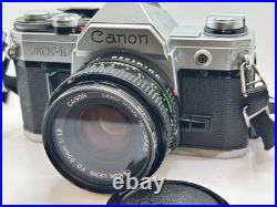Canon AT-1 35 mm Camera 50mm f1.8 FD Lens & vintage strap FILM Tested