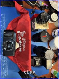 Canon T70 Film Camera And Lenses Combo! With Rare Vintage Canon Fanny Pack Canon T70 Film Camera And Lenses Combo! With Rare Vintage Canon Fanny Pack