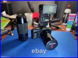 Canon T70 Film Camera And Lenses Combo! With Rare Vintage Canon Fanny Pack