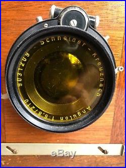 Deardorff 8x10 View Camera, 10 film slides, 2 lens, wood case, vintage tripod