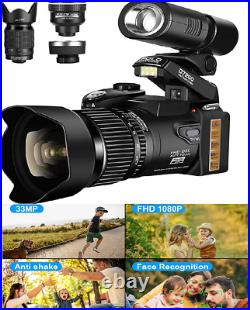Digital SLR Camera 33MP 30fps 8X Zoom Vintage video Camcorder with 32GB Lens Kit