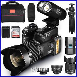 Digital SLR Camera, DSLR Camera with Telephoto Lens Wide Lens, LED Light, 32G TF