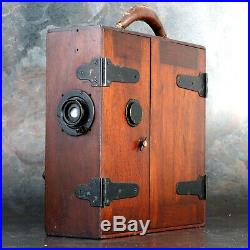 Early Silent Era King Barker 35mm Wood Hand Crank Movie Camera B&L 50mm Lens