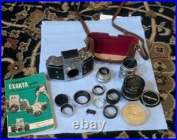 Exakta VX Ihagee Dresden 35mm Camera Withmultiple lenses Untested