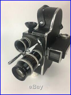 ++ Excellent Paillard Bolex H16 16MM Swiss Movie Camera with 75mm & 16mm Lenses