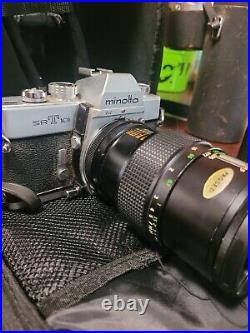 Five Vintage Lenses And Camera With Accessories (Minolta Srt-101 MC ROKKOR PF)