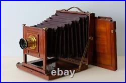 Full plate mahogany large format camera with rapid aplanat brass lens