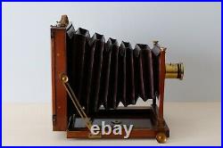 Full plate mahogany large format camera with rapid aplanat brass lens