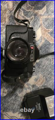 GAF L-CS Vintage SLR Camera Black with Lens, Vivitar Flashes, Accessories