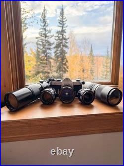 HUGE LOT Vintage Pentax Spotmatic Camera, 5 Asahi Takumar, Yashica, Vivitar Lens