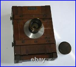 Herlango Very Rare Large Format 5x7 Austrian Large Forma Wooden Camera and Lens