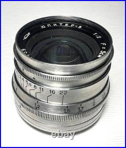 JUPITER-8 50mm f/2 Soviet Vintage Rangefinder Lens M39 LTM Leica Silver Photo