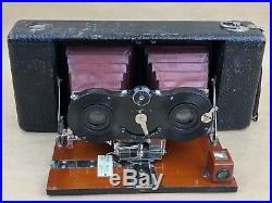 KODAK Hawk-Eye Stereo Brownie Antique Red Bellows camera with 120mm Dagor Lens