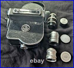 Kern Paillard BOLEX H16 Movie Camera Serviced with3 Lenses & Case