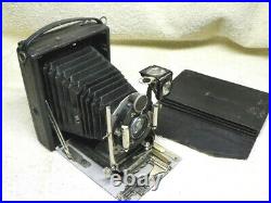 Krugener 9x12 cm Folding Bed Plate Camera withGoerz 135mm Lens +3 Plates in Wallet