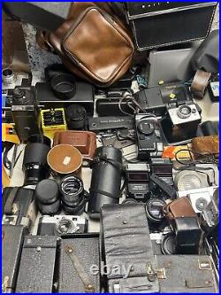 Large Lot Of Vintage Camera And Accessories Lens Bags Cases Kodak Polaroid