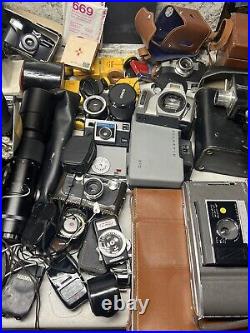 Large Lot Of Vintage Camera And Accessories Lens Bags Cases Kodak Polaroid