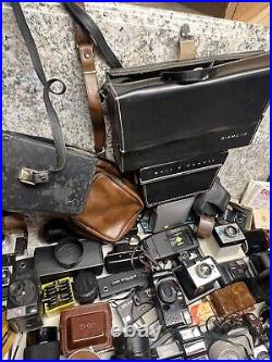 Large Lot Of Vintage Camera And Accessories Lens Bags Cases Kodak Polaroid