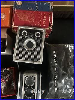 Large Lot of Vintage Cameras & Lenses & Accessories Kodak, Ansco, Canon, Vivitar