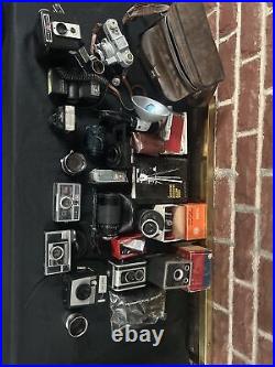 Large Lot of Vintage Cameras & Lenses & Accessories Kodak, Ansco, Canon, Vivitar