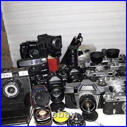 Large lot of 24 vintage, antique film cameras, lenses and accessories