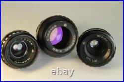 Lens Vintage Soviet Set 3 pcs Black Magic Tair-41 Vega-7-1 Mir-11 Kiev-16U BMPCC Lens Vintage Soviet Set 3 pcs Black Magic Tair-41 Vega-7-1 Mir-11 Kiev-16U BMPCC