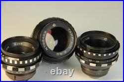 Lens Vintage Soviet Set 3 pcs Black Magic Tair-41 Vega-7-1 Mir-11 Kiev-16U BMPCC