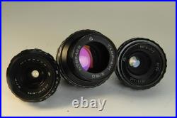 Lens Vintage Soviet Set 3 pcs Black Magic Tair-41 Vega-7-1 Mir-11 Kiev-16U BMPCC