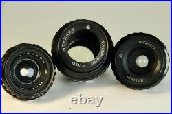 Lens Vintage Soviet Set 3 pcs Black Magic Tair-41 Vega-7-1 Mir-11 Kiev-16U BMPCC