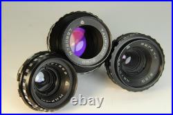 Lens Vintage Soviet Set 3 pcs Black Magic Tair-41 Vega-7-1 Mir-11 Kiev-16U BMPCC