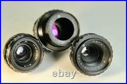 Lens Vintage Soviet Set 3 pcs Black Magic Tair-41 Vega-7-1 Mir-11 Kiev-16U BMPCC