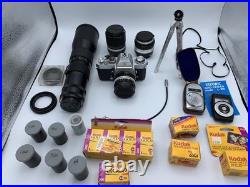 Lot Of Vintage Camera And Lenses Photography nikkormat el nikkor lens Kodak film