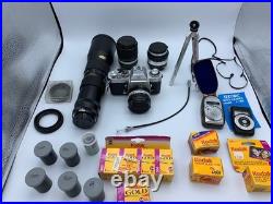 Lot Of Vintage Camera And Lenses Photography nikkormat el nikkor lens Kodak film