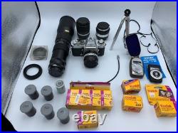 Lot Of Vintage Camera And Lenses Photography nikkormat el nikkor lens Kodak film Lot Of Vintage Camera And Lenses Photography nikkormat el nikkor lens Kodak film