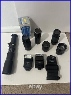 Lot Of Vintage Camera Lens & Auto Flash Thyristor Canon Lenses/ See photos