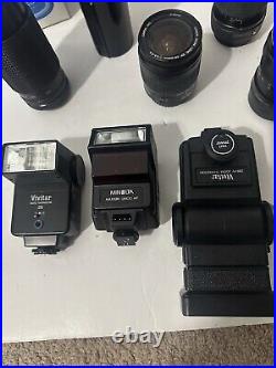 Lot Of Vintage Camera Lens & Auto Flash Thyristor Canon Lenses/ See photos