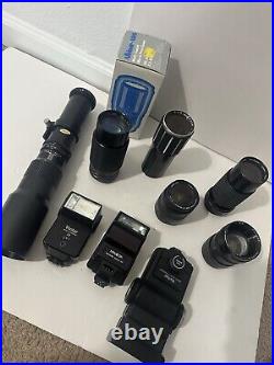 Lot Of Vintage Camera Lens & Auto Flash Thyristor Canon Lenses/ See photos