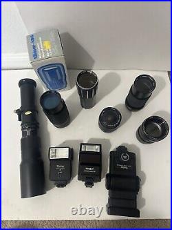 Lot Of Vintage Camera Lens & Auto Flash Thyristor Canon Lenses/ See photos