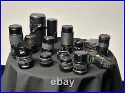 Lot Of Vintage Camera Lenses (Pentax K, Olympus OM, M42) With Caps And Cases