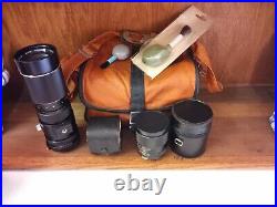 Lot of Vintage Vivitar & Quantaray Camera Lenses & Vivitar Camera Carrying Bag