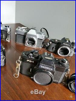 Lot of vintage Cameras Nikon, Fujica, Yashica, Mamiya/Sekor with 3 Lens Untested