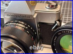 Mamiya/Sekor 1000 DTL 35mm SLR Film Camera with two lenses 55 & 28 mm Vintage Mamiya/Sekor 1000 DTL 35mm SLR Film Camera with two lenses 55 & 28 mm Vintage
