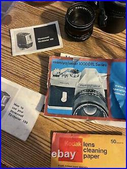 Mamiya Sekor 1000 DTL Vintage SLR Camera, Lenses, Bag, Flash Tested. Working