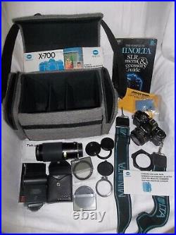 Minolta Film Camera X-700 35mm Vintage Vivitar flash, Tokina lens, Cokin filters